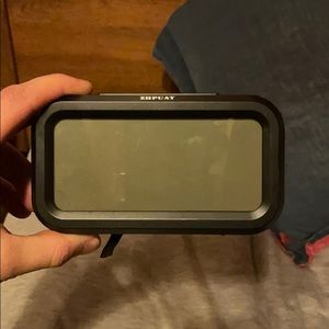 A battery powered alarm clock